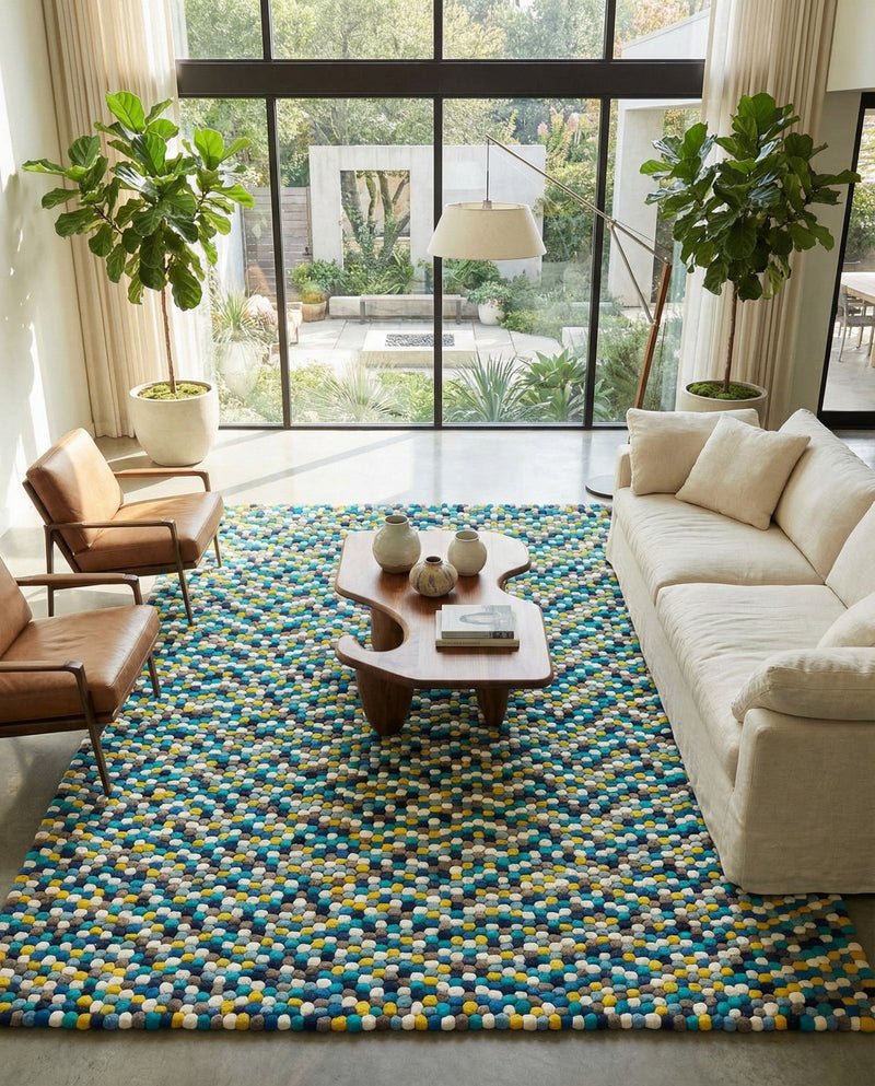 Woolen Sphere Collection Area Rug - Orbsburg (Blue) Rectangle Blue  lifestyle 13