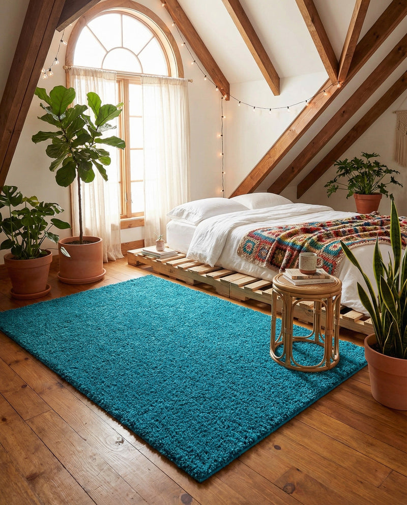 Plush Oasis Collection Area Rug - Serenity (Turquoise) Rectangle Turquoise  lifestyle 31