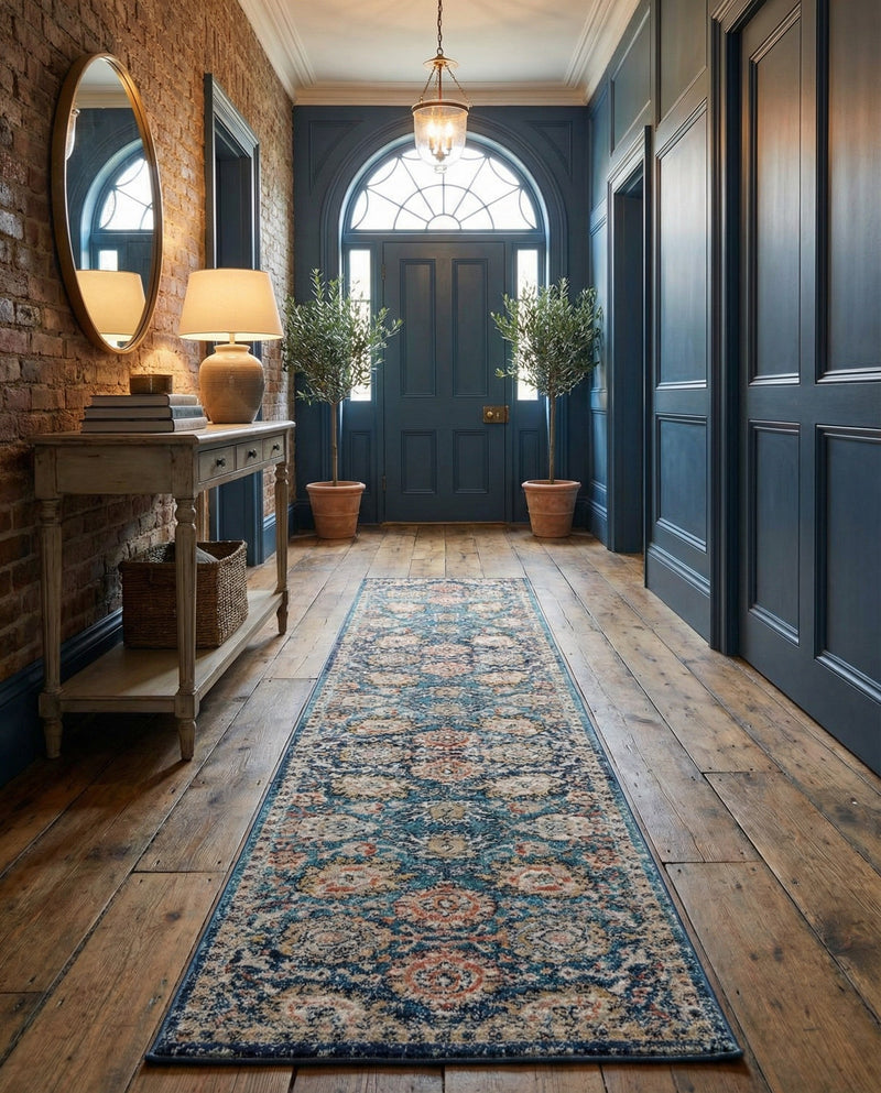 Seville Stripes Collection Area Rug -  Cordoba (Blue) Runner Blue  lifestyle 31