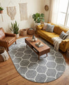 Trellis Mosaic Collection Area Rug -  Pergolatown (Light Gray) Oval Light Gray  lifestyle 83
