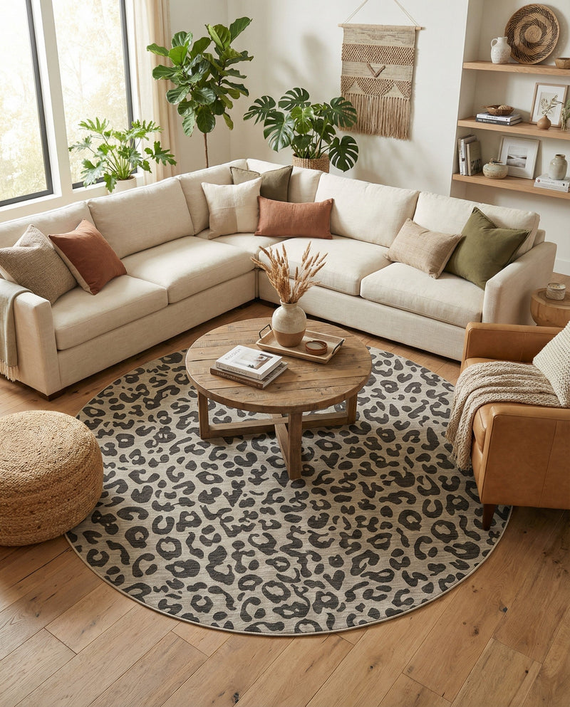 Savannah Escape Collection Area Rug -  Amazon (Light Gray) Round Light Gray  lifestyle 71