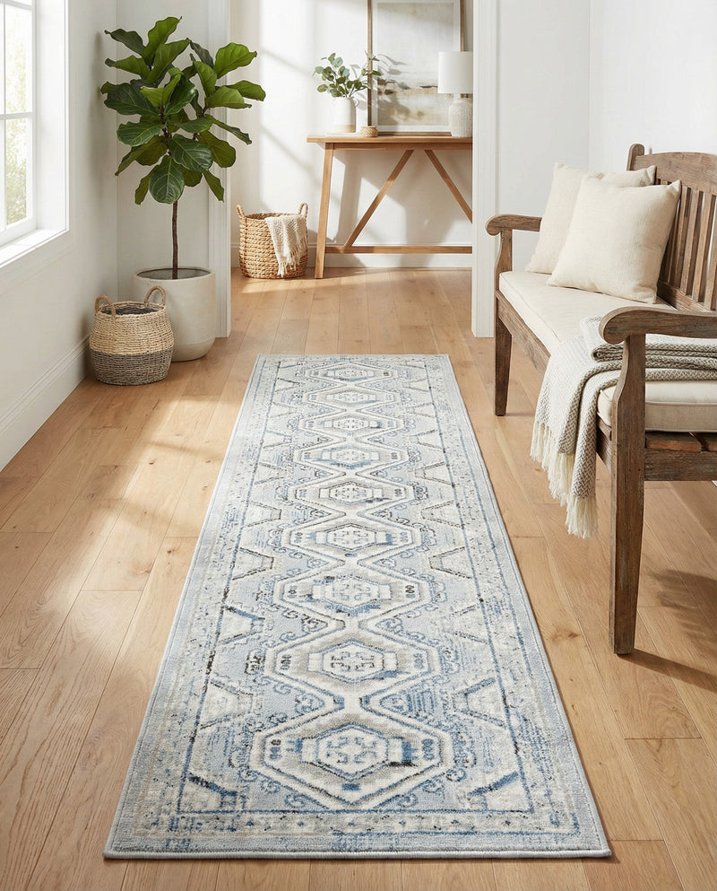 Savannah Elegance Collection Area Rug -  Tybee (Aqua Blue) Runner Aqua Blue  lifestyle 77