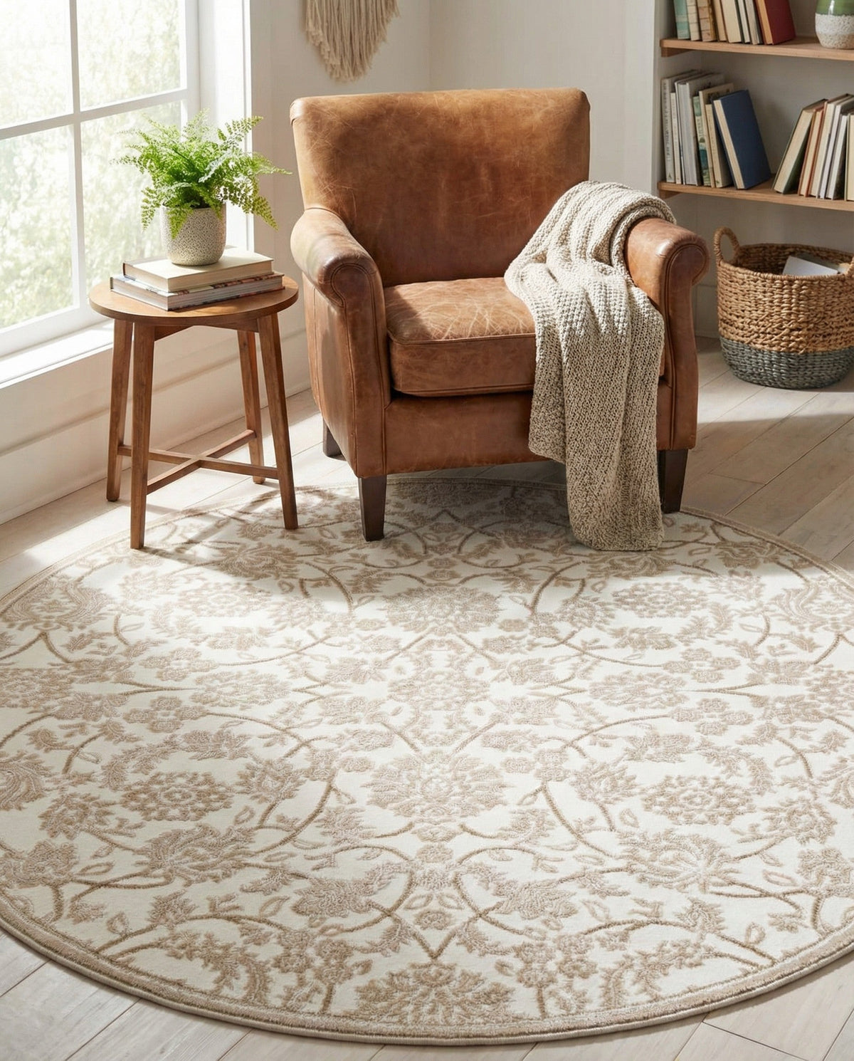 Andes Summit Collection Area Rug -  Chimborazo Round Snow White  lifestyle 127