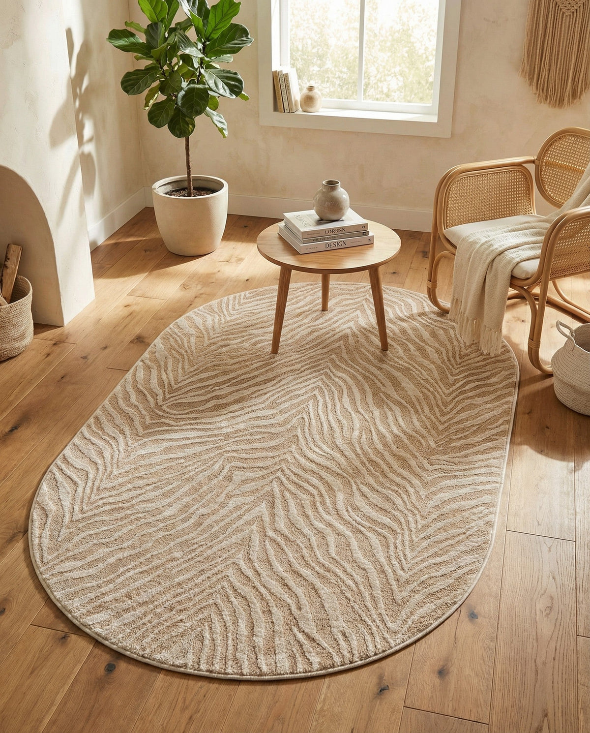 Bloomsbury Elegance Collection Area Rug -  Chelsea Oval Ivory Beige  lifestyle 150