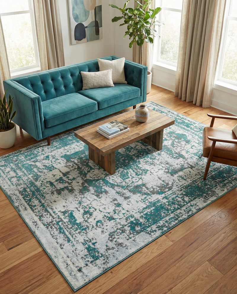 Riviera Elegance Collection Area Rug -  Menton (Turquoise) Rectangle Turquoise  lifestyle 19