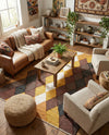 Thar Cotton Collection Area Rug -  Munnar Rectangle Brown Yellow Black  lifestyle 16