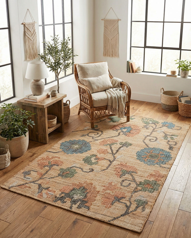 Benares Handwoven Jute Collection Area Rug -  Ramnagar Rectangle Multi  lifestyle 9