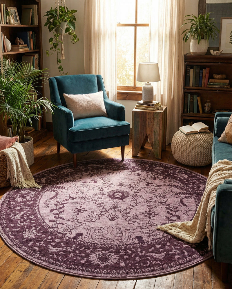 Horizon Collection Area Rug -  Apex (Purple) Round Purple  lifestyle 51