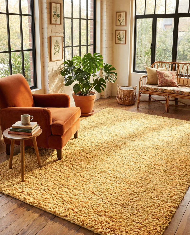 Alpine Plush Collection Area Rug -  Cortina (Sun Yellow) Rectangle Sun Yellow  lifestyle 12