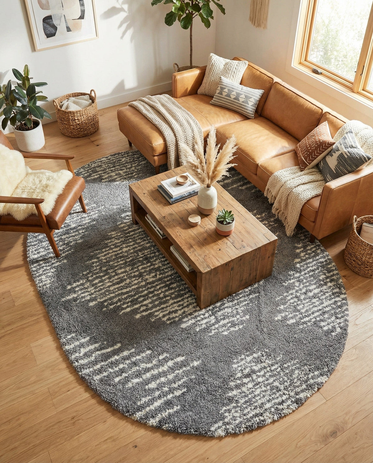 Tranquil Tides Shag Collection Area Rug -  Azure Oval Gray  lifestyle 185