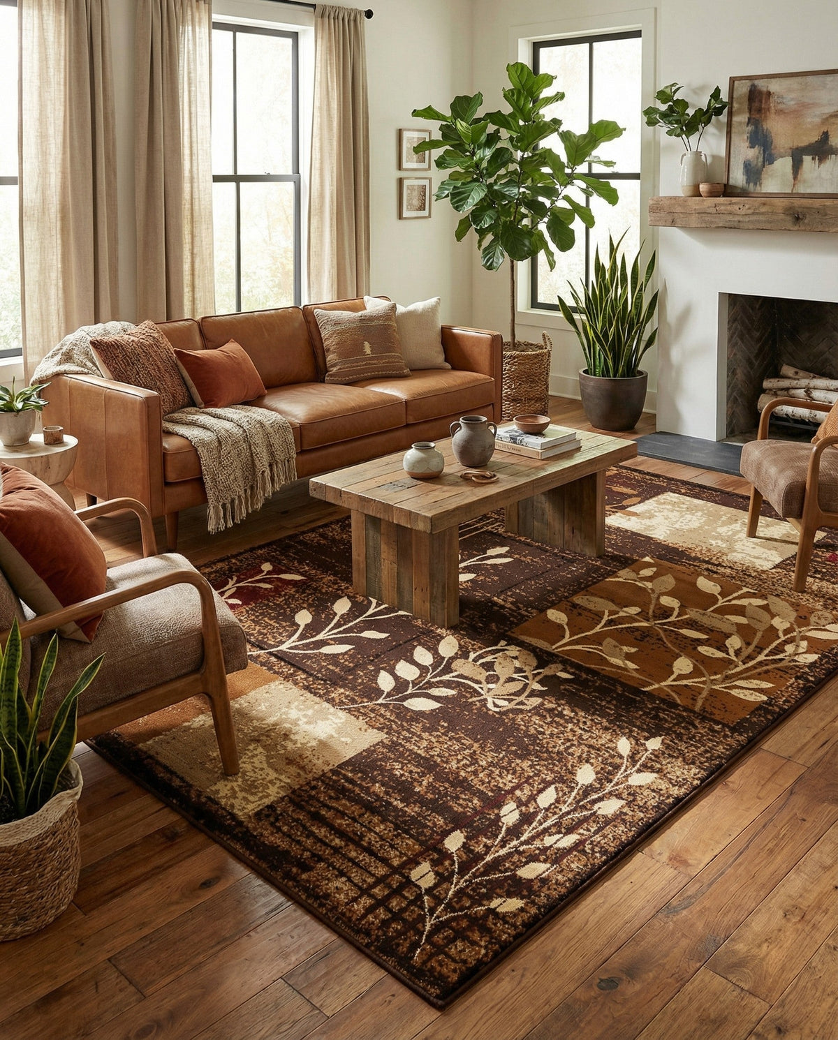 Bistro Lounge Collection Area Rug -  Affogato Rectangle Brown  lifestyle 50