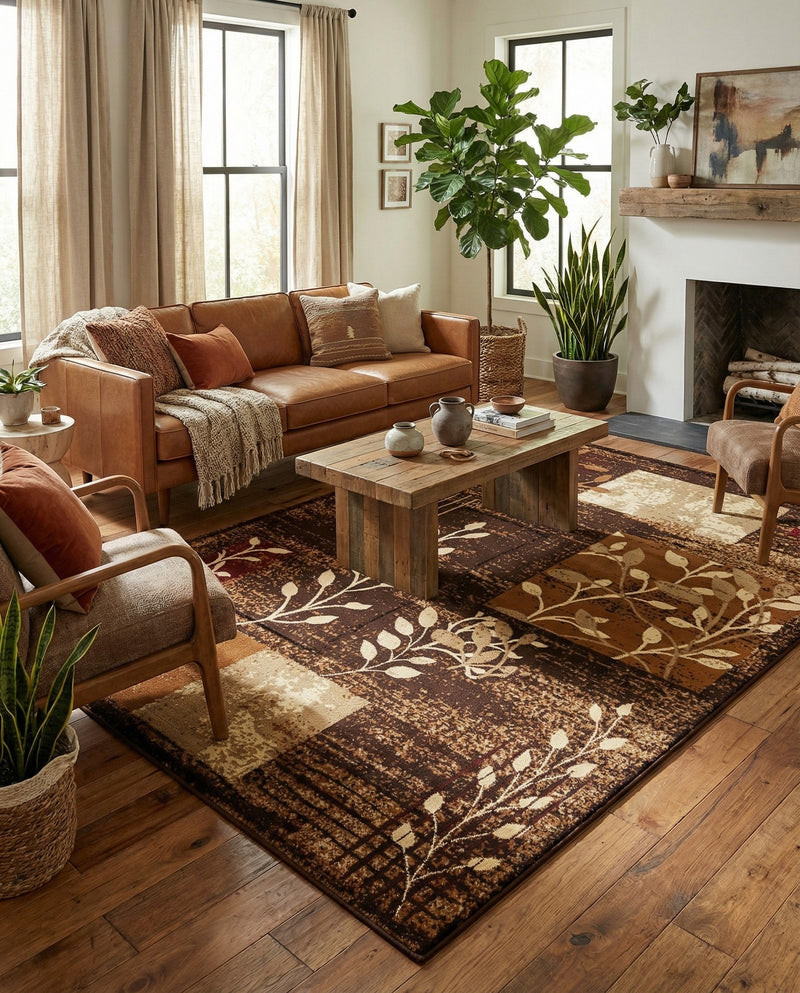 Bistro Lounge Collection Area Rug -  Affogato Rectangle Brown  lifestyle 50