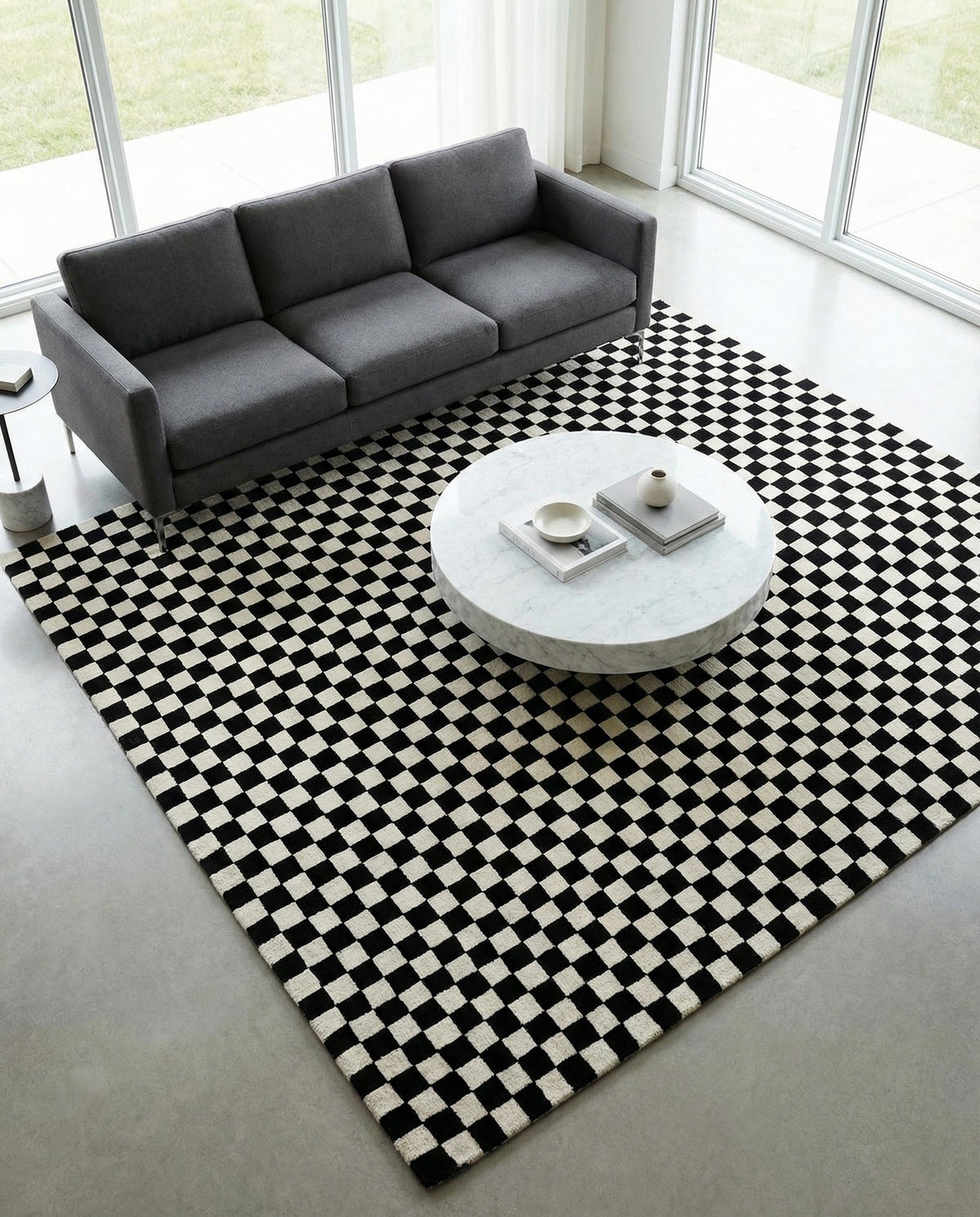Shepherd's Glen Wool Collection Area Rug - Reykjavik Square Black and White  lifestyle 67
