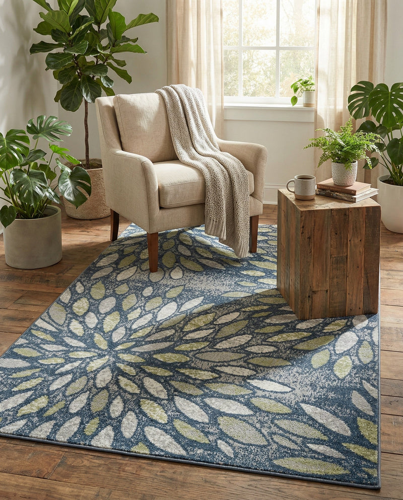 Savannah Elegance Collection Area Rug -  Riverfront Rectangle Navy Blue  lifestyle 51