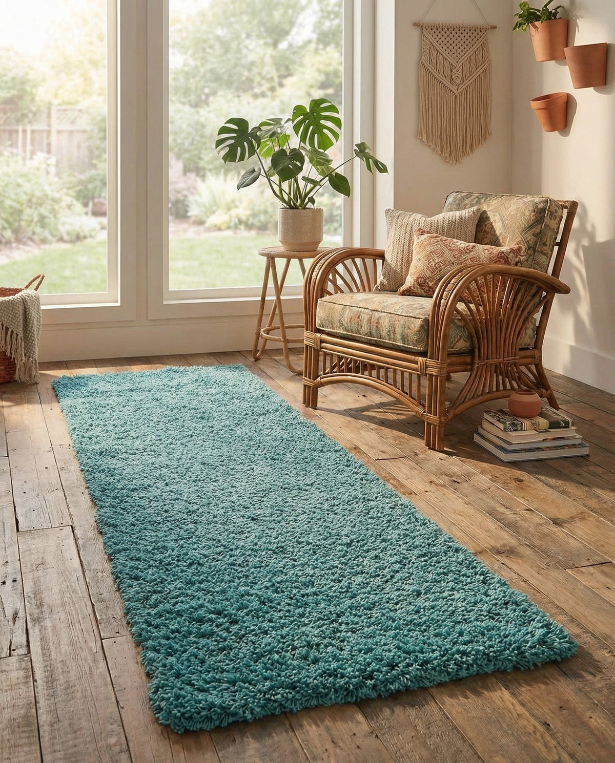 Plush Oasis Collection Area Rug - Serenity (Deep Aqua Blue) Runner Deep Aqua Blue  lifestyle 94