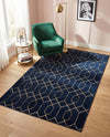 Hollywood Luxe Collection Area Rug - Sunset (Navy Blue Silver) Rectangle Navy Blue Silver  lifestyle 10