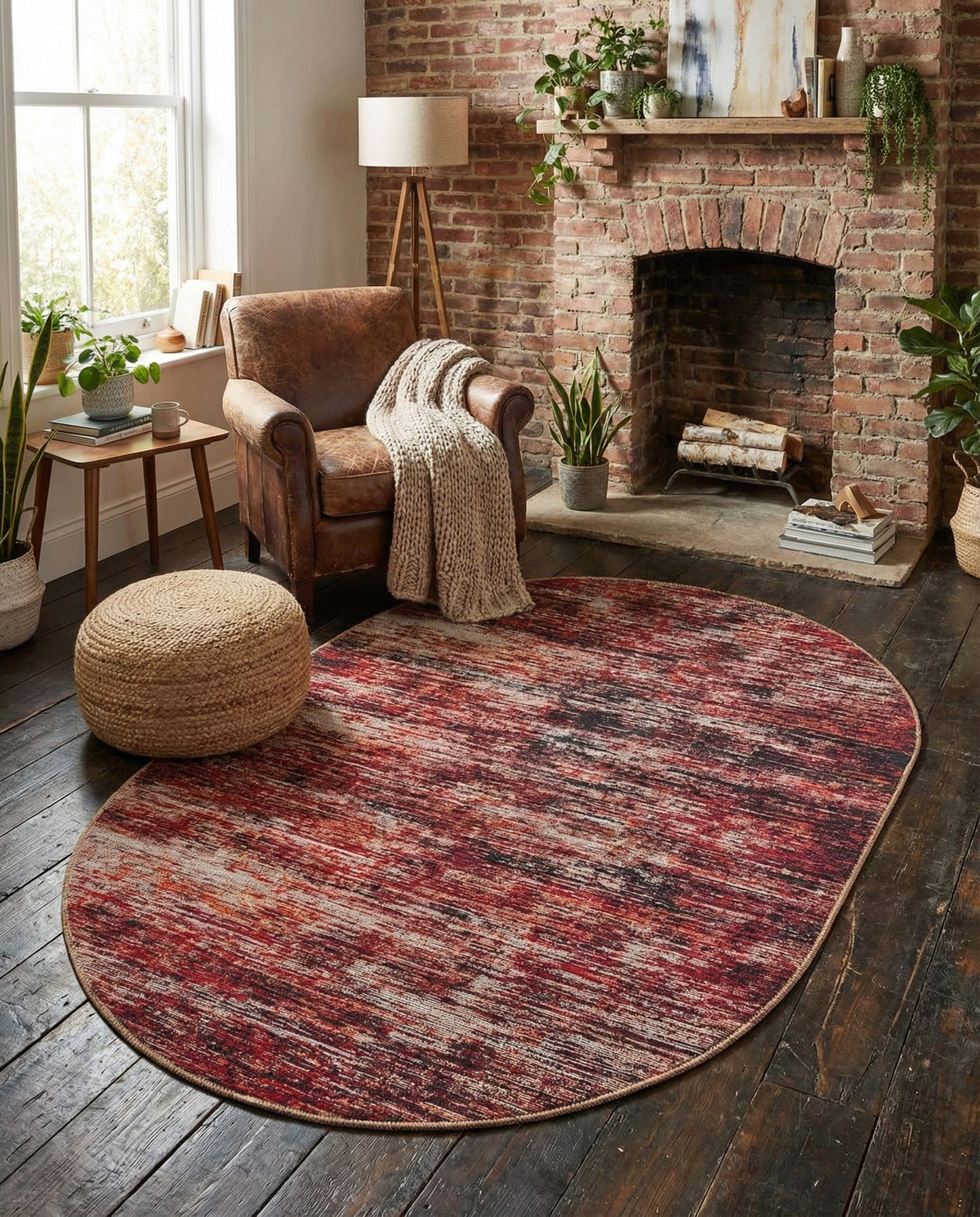 Sahara Essence Collection Area Rug - Oasis (Rust Red) Oval Rust Red  lifestyle 93