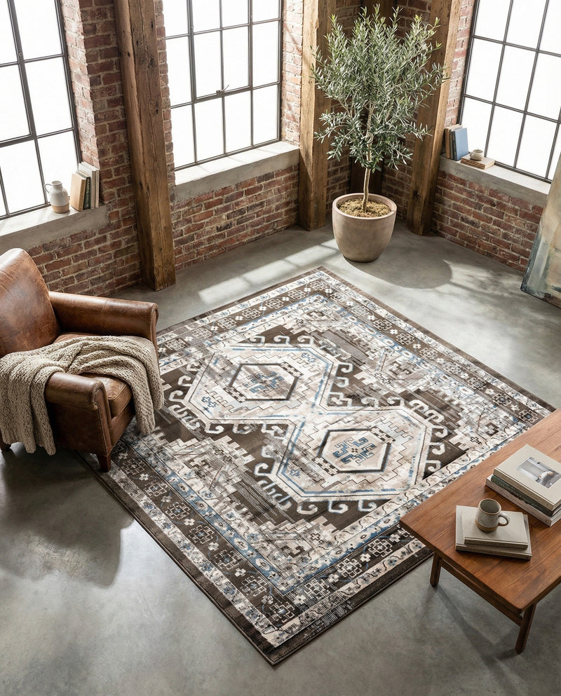 Savannah Elegance Collection Area Rug -  Tybee (Gray) Square Gray  lifestyle 32