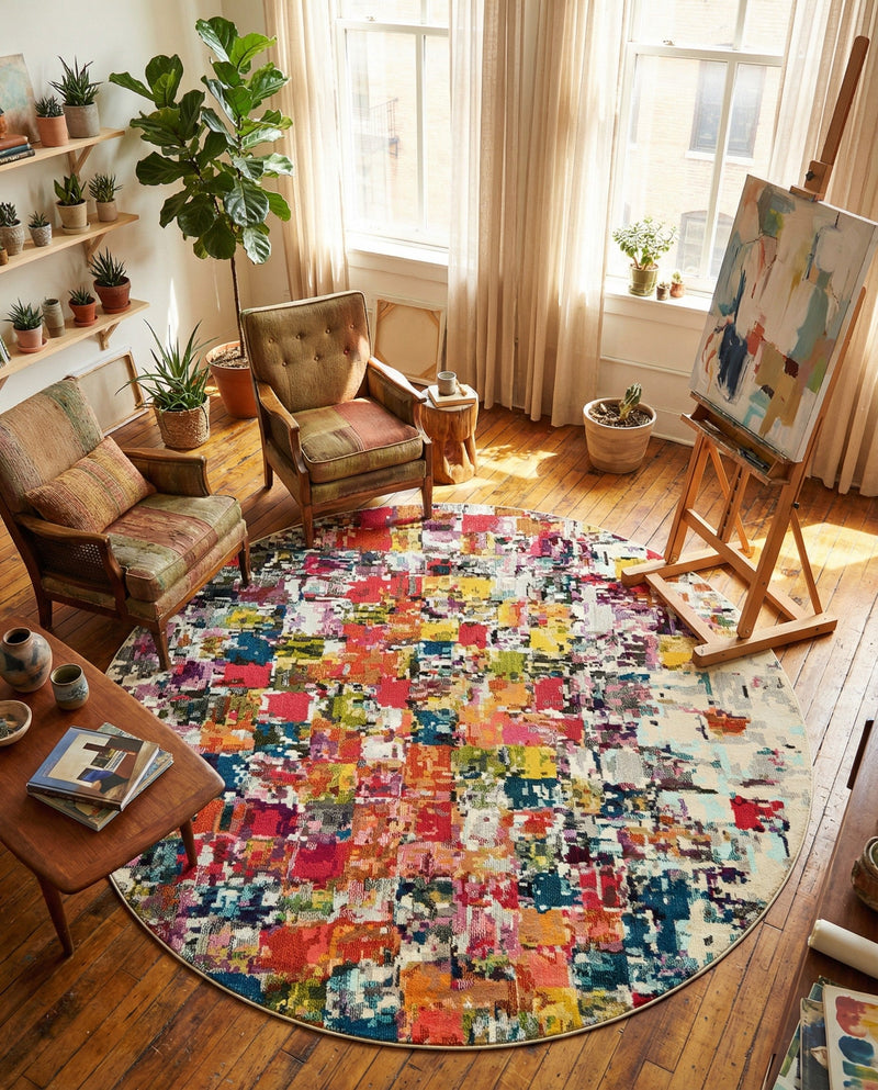 Marrakesh Elegance Collection Area Rug -  Azilal Round Multi  lifestyle 70