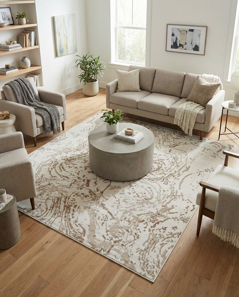 Coastal Haven Collection Area Rug -  Nautilus Square Ivory  lifestyle 52