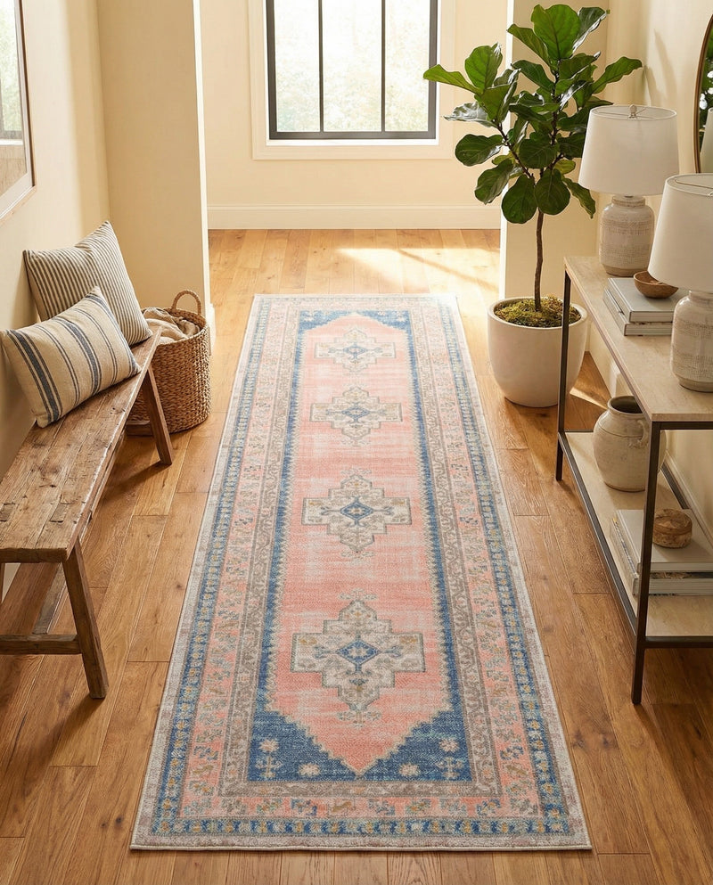 Savannah Series Collection Area Rug -  Augusta (French Blue) Runner French Blue  lifestyle 79