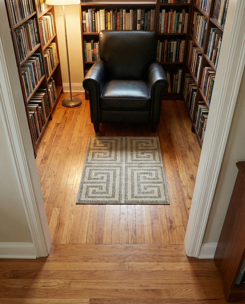 Aegean Labyrinth Collection Area Rug -  Mykonos Rectangle Gray  lifestyle 22