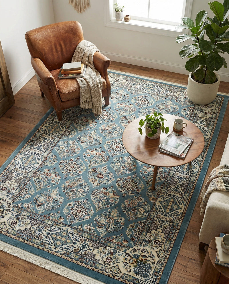 Persian Elegance Collection Area Rug -  Yazd Rectangle Blue  lifestyle 34