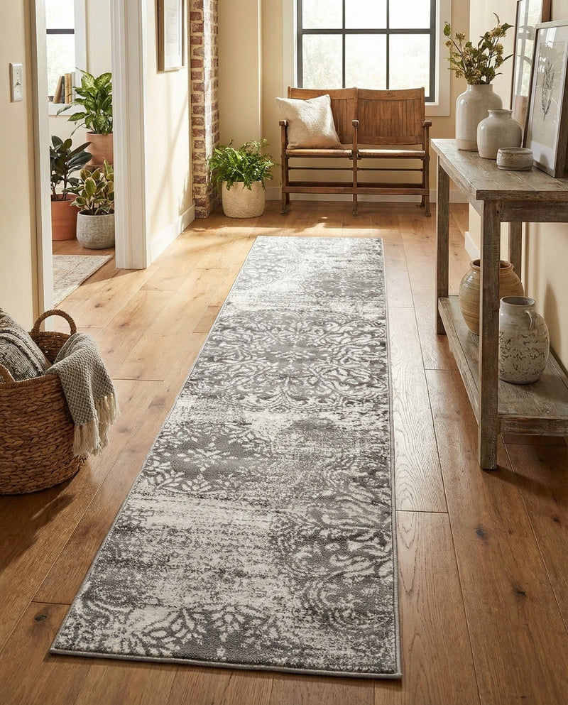 Riviera Elegance Collection Area Rug -  Monaco (Gray) Runner Gray  lifestyle 62
