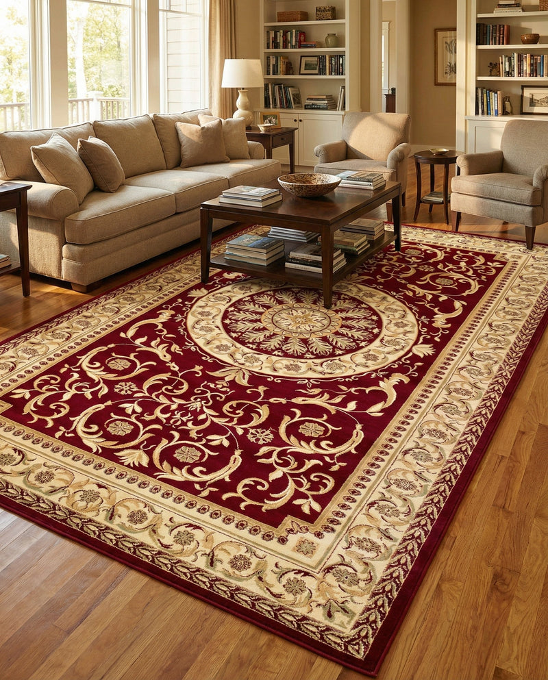 Versailles Elegance Collection Area Rug -  Montreuil Rectangle Red  lifestyle 35