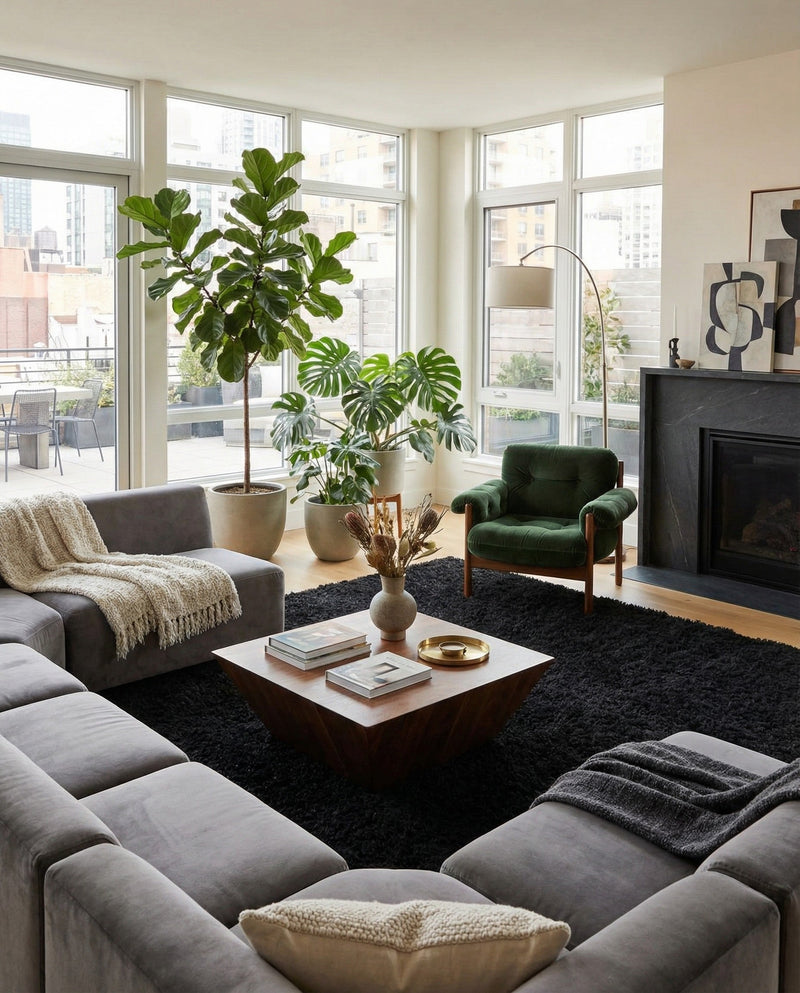 Eternal Plush Oasis Collection Area Rug -  Tranquility (Onyx Black) Rectangle Onyx Black  lifestyle 23
