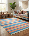 Coastal Stripe Dhurrie Collection Area Rug - Seashore Rectangle Multi  lifestyle 19