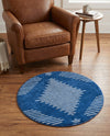 Seychelles Stripes Collection Area Rug - Mahe (Navy Blue) Round Navy Blue  lifestyle 19