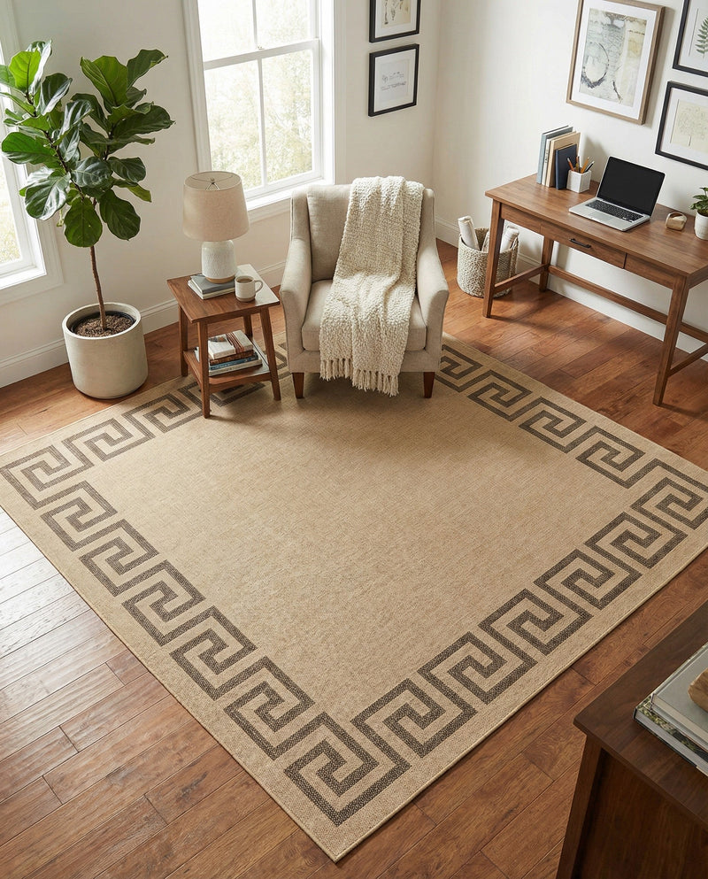 Sahara Sands Collection Area Rug -  Elephantine Square Natural  lifestyle 79