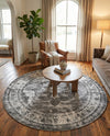Riviera Elegance Collection Area Rug -  Menton (Gray) Round Gray  lifestyle 60