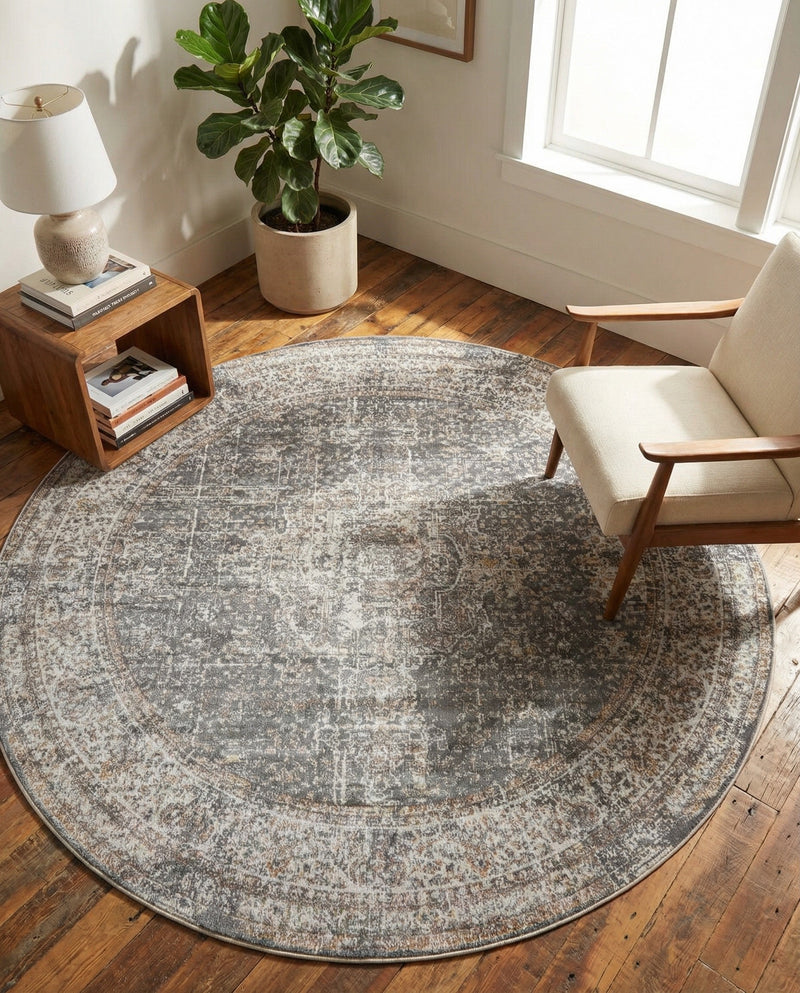 Caribbean Breeze Collection Area Rug -  Utila Round Fume Gray  lifestyle 70