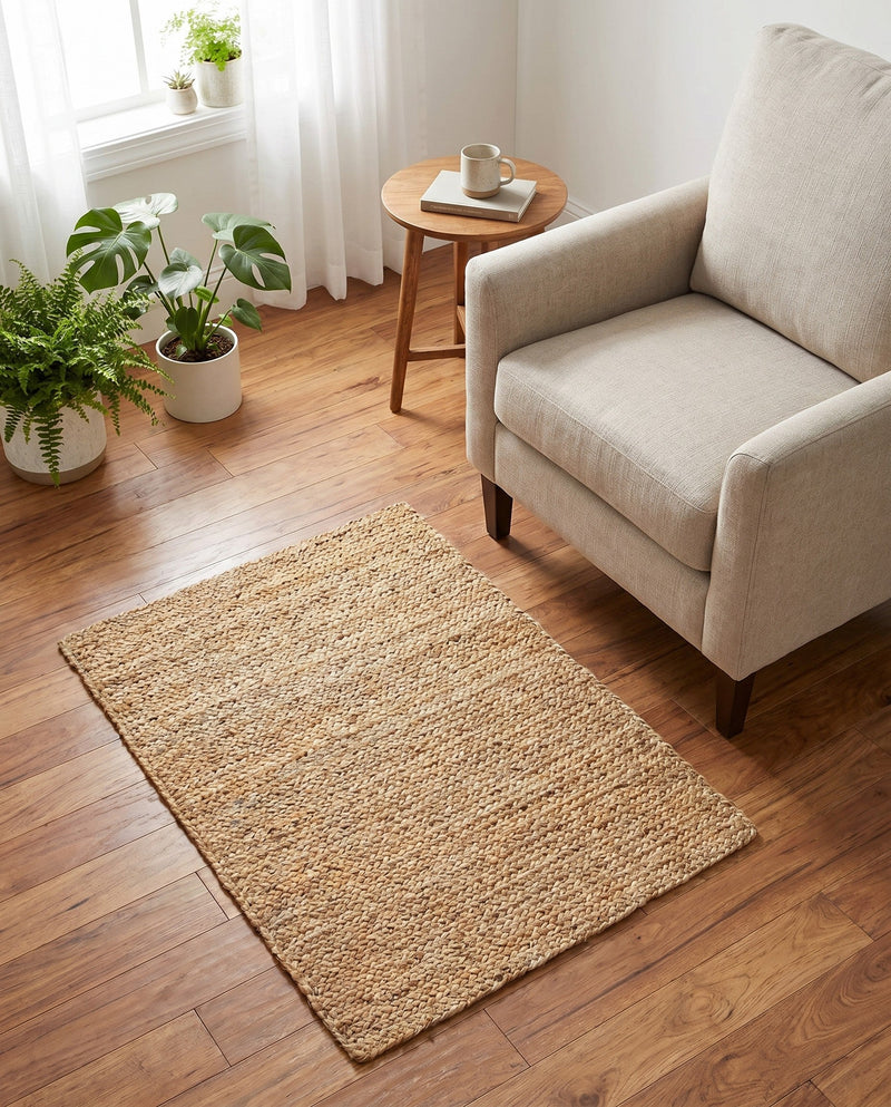 Woven Seaside Jute Collection Area Rug - Savannah (Natural) Rectangle Natural  lifestyle 33