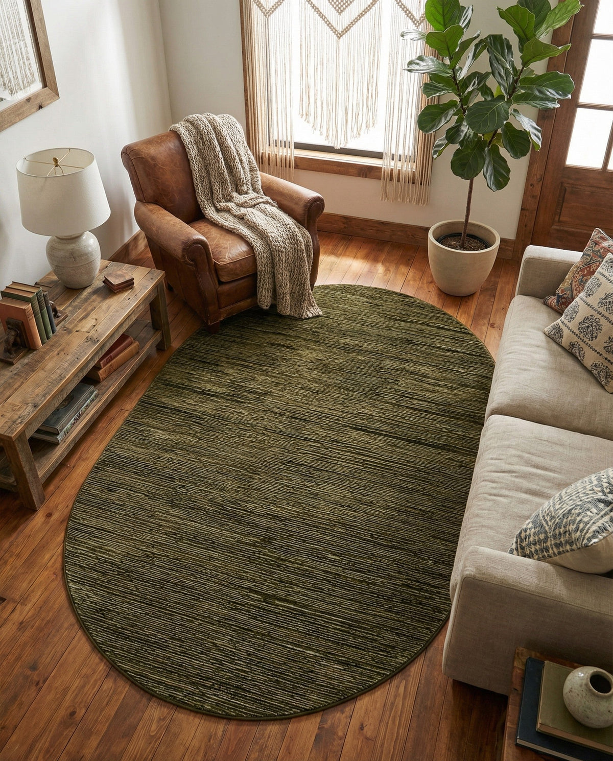 Bloomsbury Elegance Collection Area Rug -  Kensington (Green) Oval Green  lifestyle 100