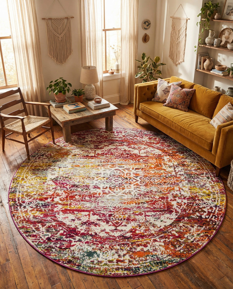 Georgetown Rugs Collection Area Rug - Dupont (Multi) Round Multi  lifestyle 70