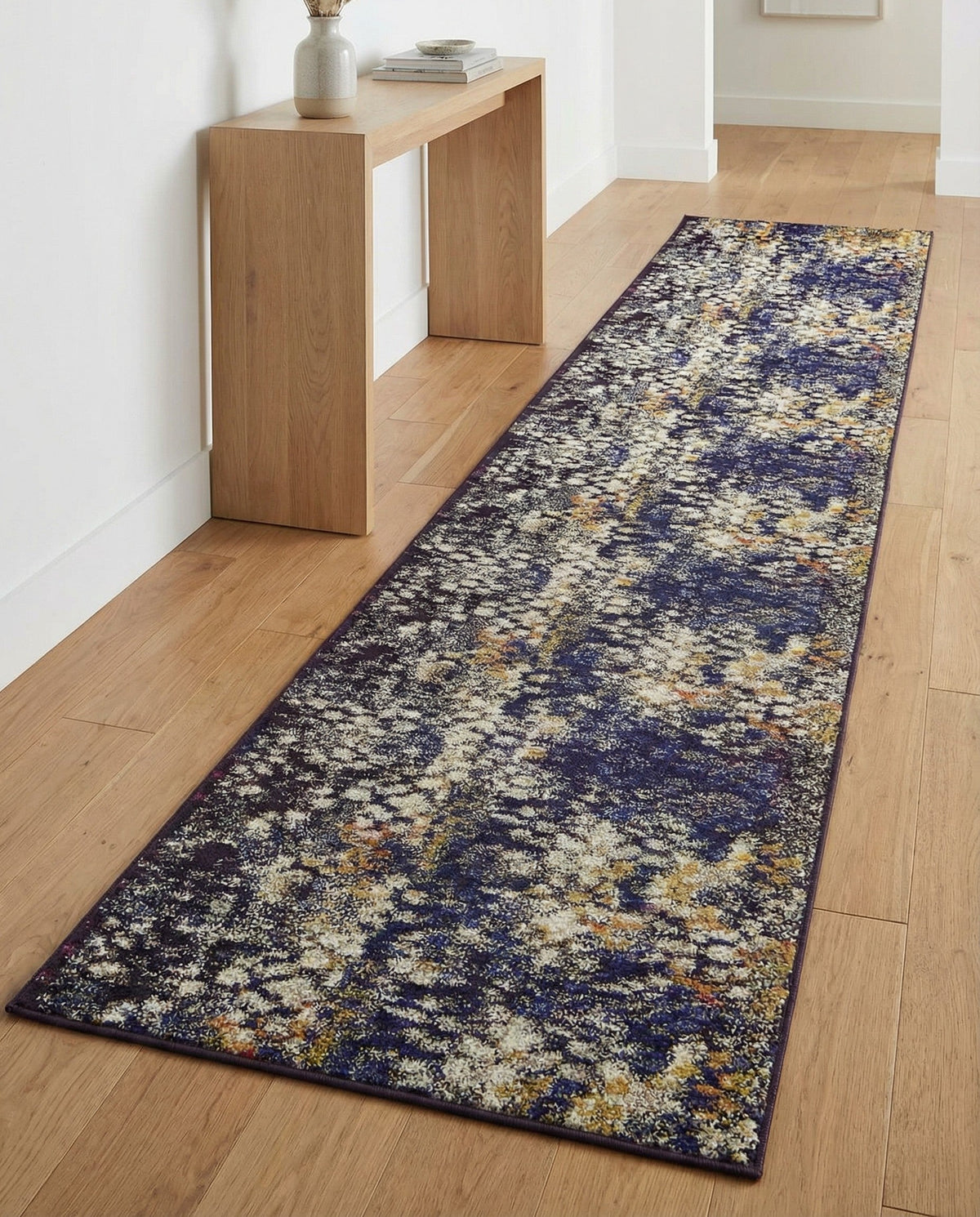 Venetian Tapestry Collection Area Rug - Murano Runner Navy Blue  lifestyle 141