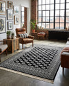 Samarkand Elegance Collection Area Rug -  Margilan (Black and White) Rectangle Black and White  lifestyle 12