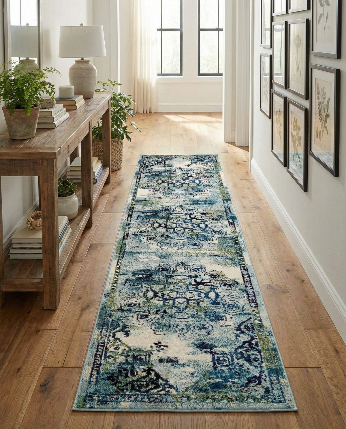 Chateau Elegance Collection Area Rug -  Riviera Runner Blue  lifestyle 113