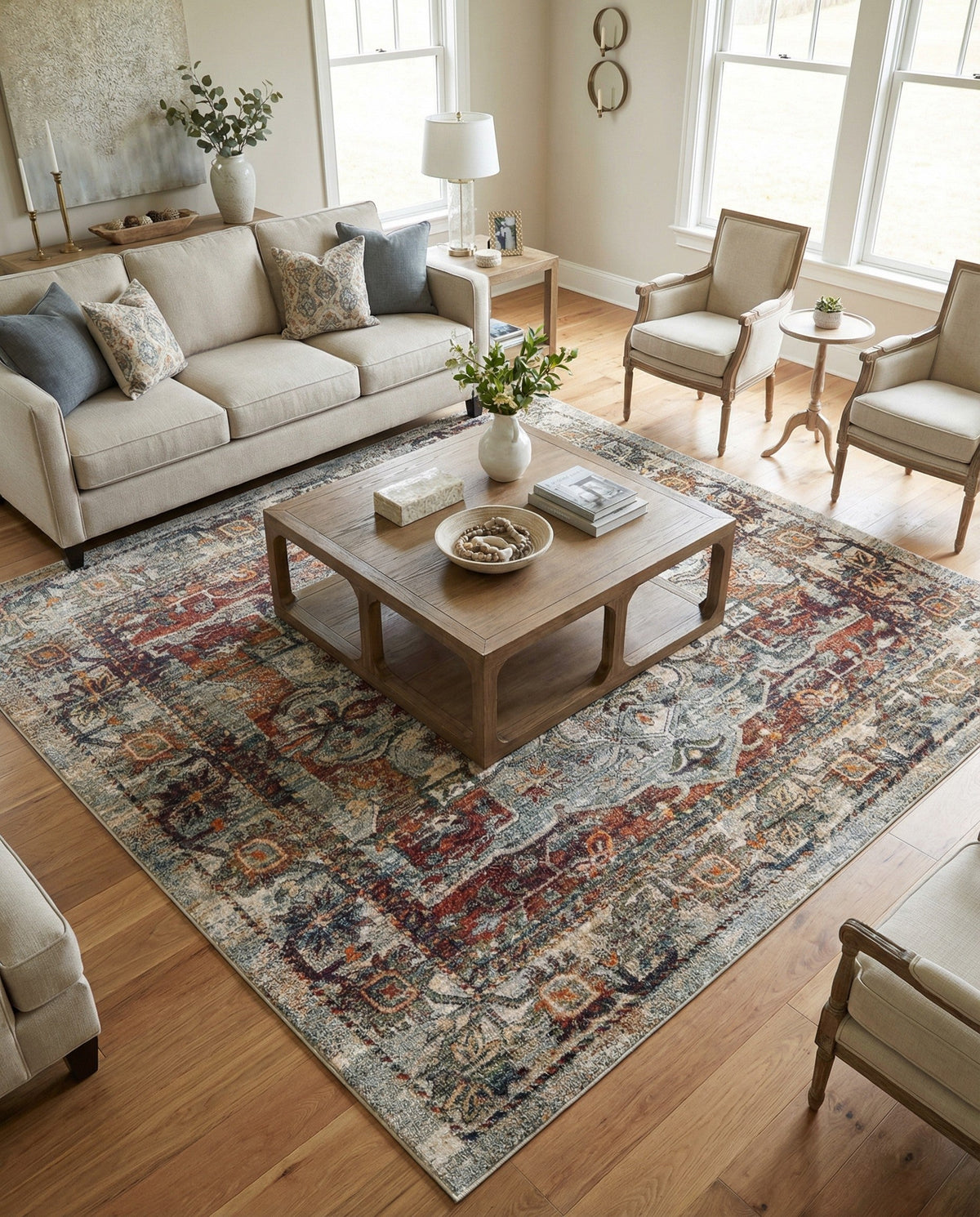 Savannah Soiree Collection Area Rug -  Everglade (Ivory) Square Ivory  lifestyle 117