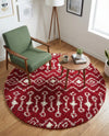 Berber Lattice Shag Collection Area Rug - Atlas (Burgundy Red) Round Burgundy Red  lifestyle 54