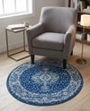 Dover Terrace Collection Area Rug - Marina (Navy Blue) Round Navy Blue  lifestyle 38