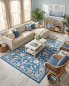 Charleston Elegance Collection Area Rug -  Seaport (Blue) Rectangle Blue  lifestyle 3