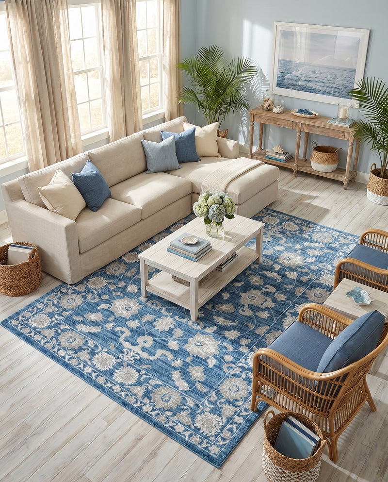 Charleston Elegance Collection Area Rug -  Seaport (Blue) Rectangle Blue  lifestyle 3