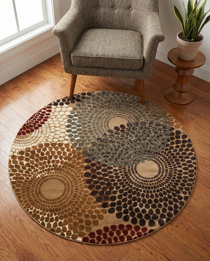Bistro Lounge Collection Area Rug -  Cappuccino Round Beige  lifestyle 62