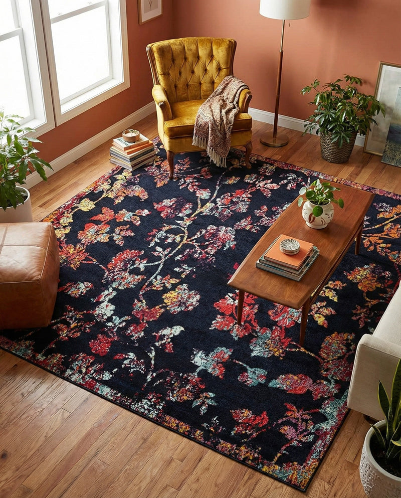 Brighton Terrace Collection Area Rug -  Roedean Square Navy Blue  lifestyle 60