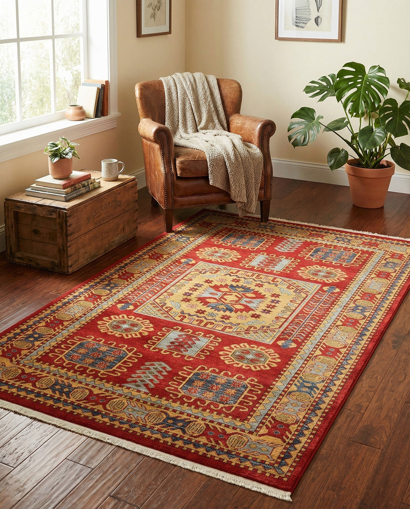 Persian Elegance Collection Area Rug -  Zanjan Rectangle Red  lifestyle 10