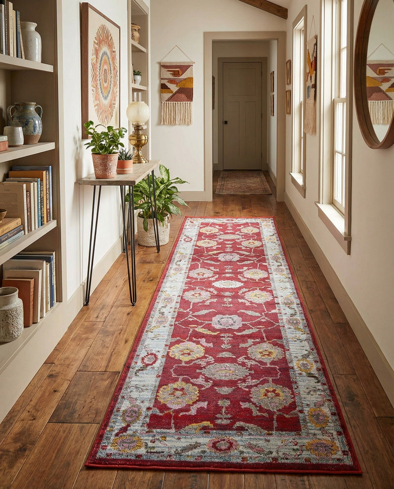 Arcadia Rugs Collection Area Rug - Eden (Red) Runner Red  lifestyle 75
